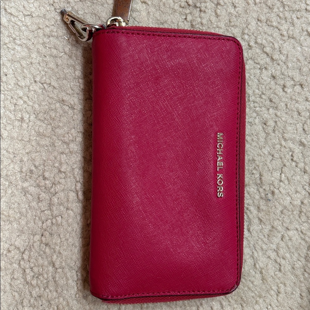 Michael Kors Leather  Magenta Zip-Around Wallet